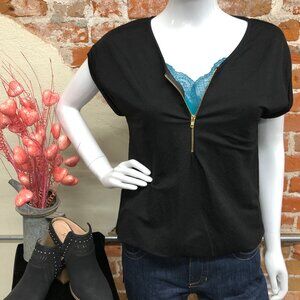 Black Star Zipper Blouse